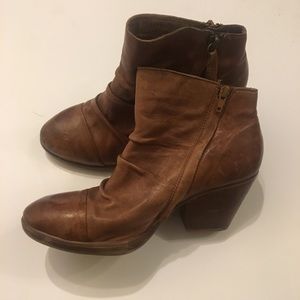 Leather Booties with Block Heel